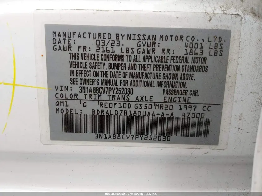 2023 NISSAN SENTRA SV XTRONIC CVT