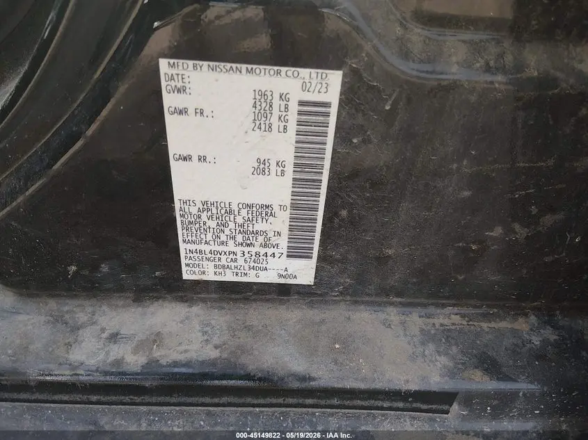 2023 NISSAN ALTIMA SV FWD