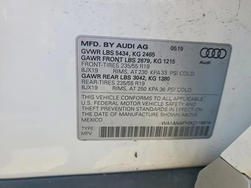 2019 AUDI Q5 PREMIUM  
