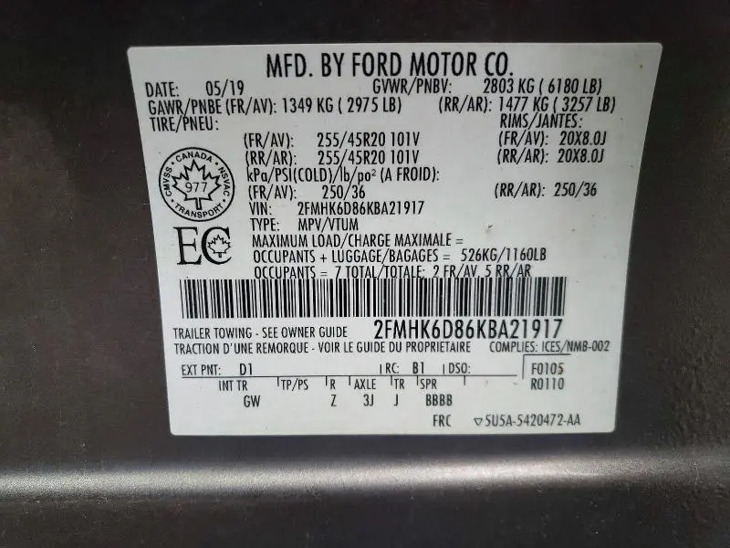 2019 FORD FLEX LIMITED  
