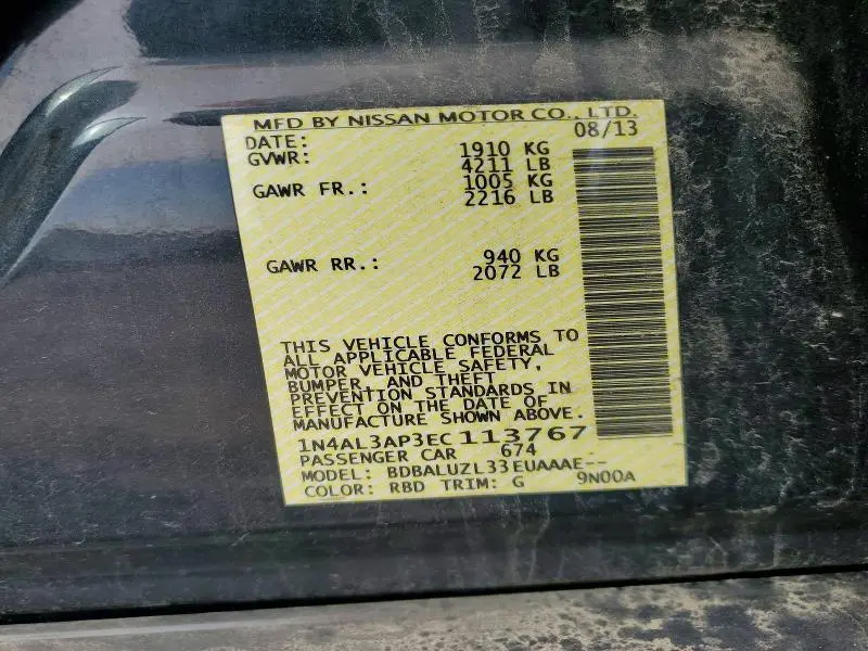 2014 NISSAN ALTIMA 2.5  