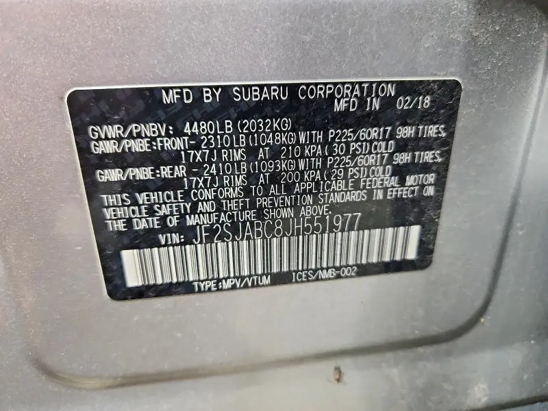 2018 SUBARU FORESTER 2.5I  