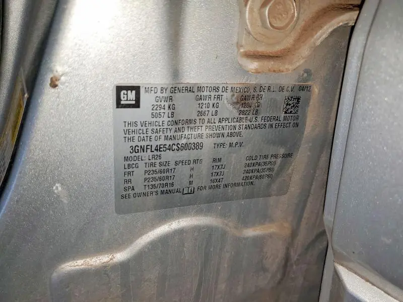 2012 CHEVROLET CAPTIVA SPORT  