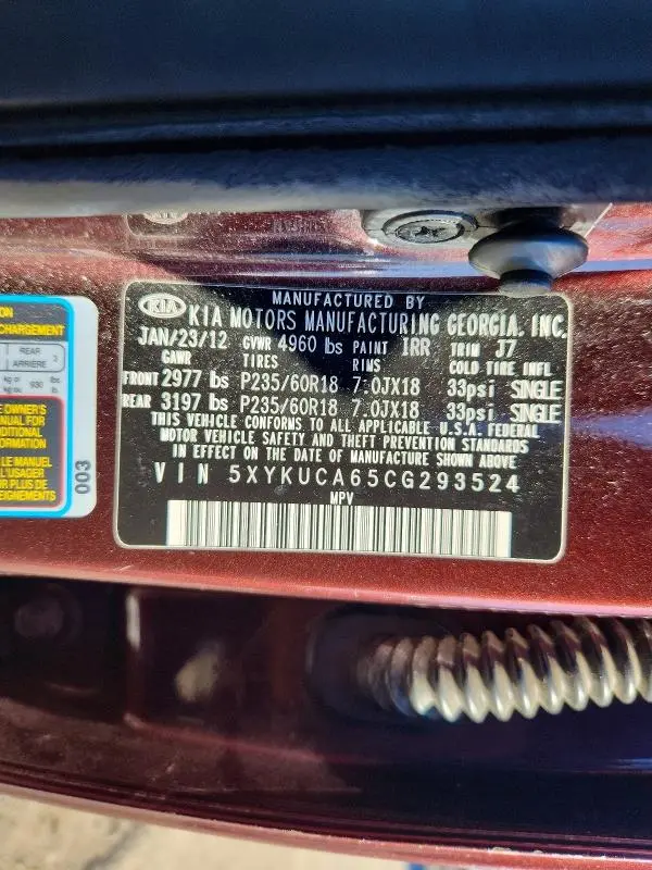 2012 KIA SORENTO EX  