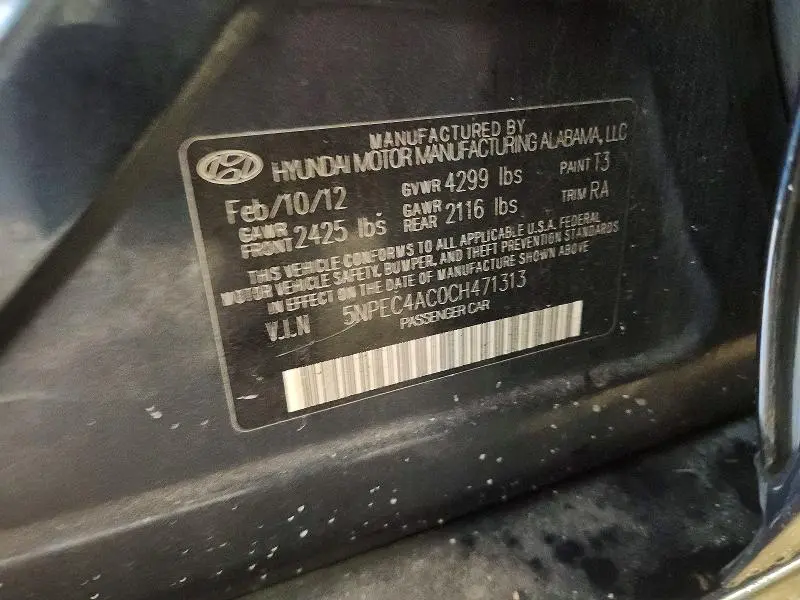 2012 HYUNDAI SONATA LIMITED  