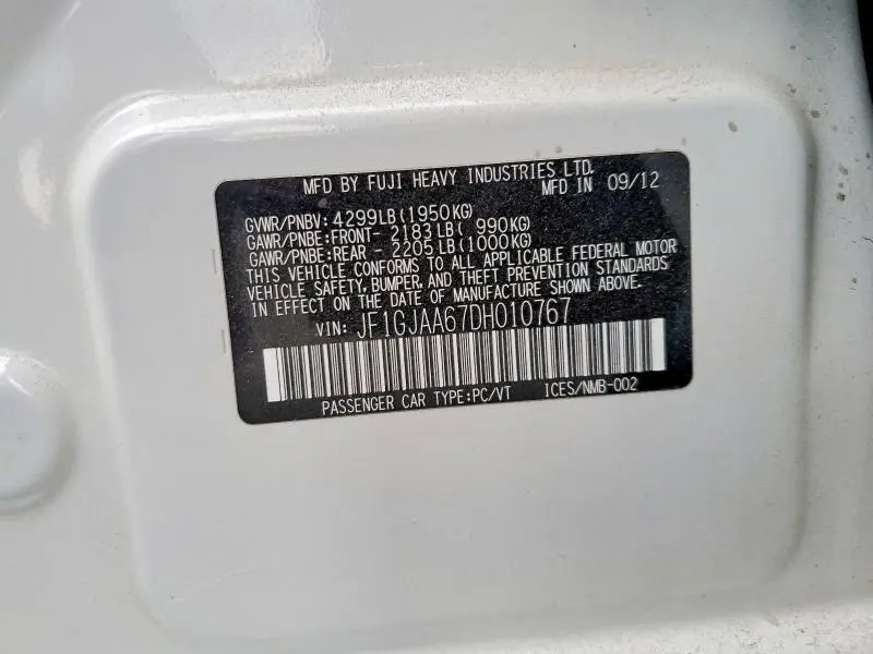 2013 SUBARU IMPREZA   