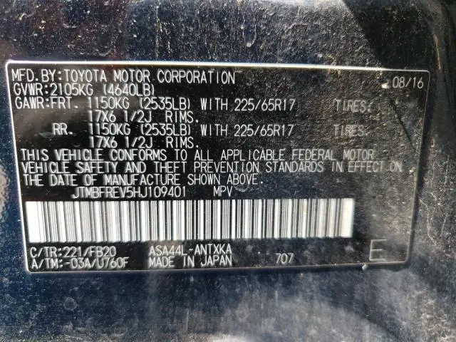 2017 TOYOTA RAV4 LE  