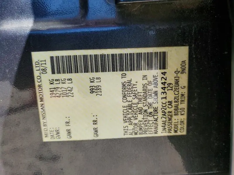 2012 NISSAN ALTIMA 2.5  