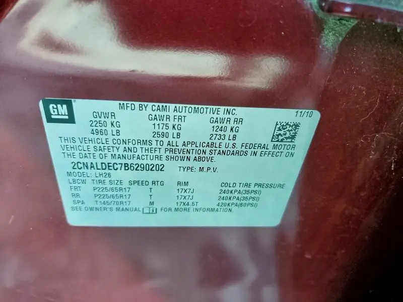 2011 CHEVROLET EQUINOX LT  