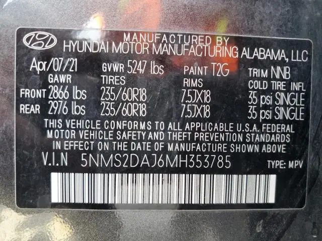 2021 HYUNDAI SANTA FE SEL  