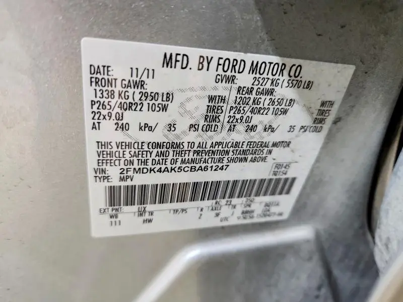 2012 FORD EDGE SPORT  