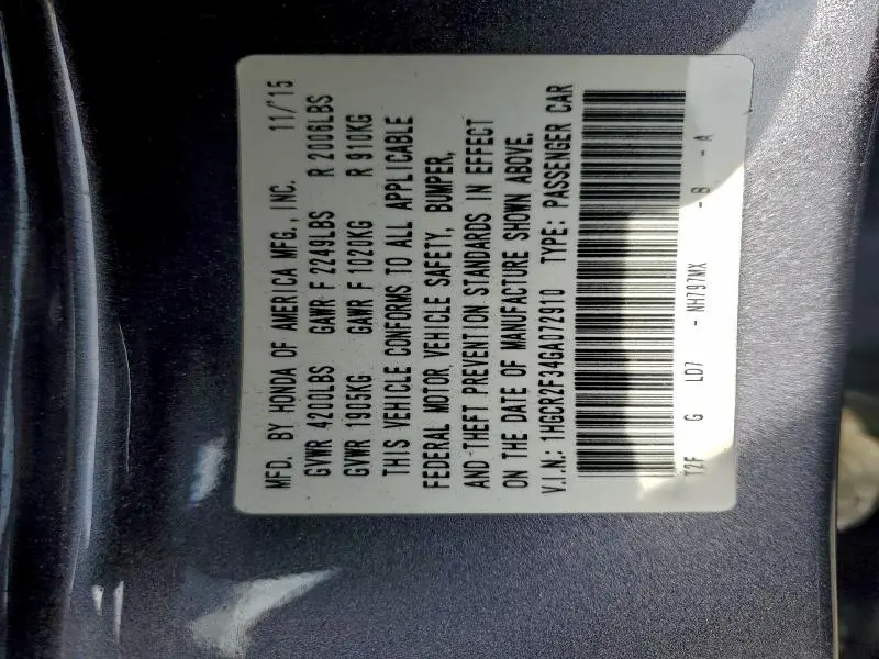 2016 HONDA ACCORD LX  