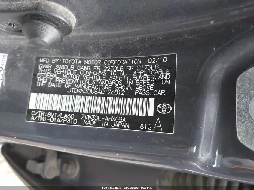 2010 TOYOTA PRIUS IV