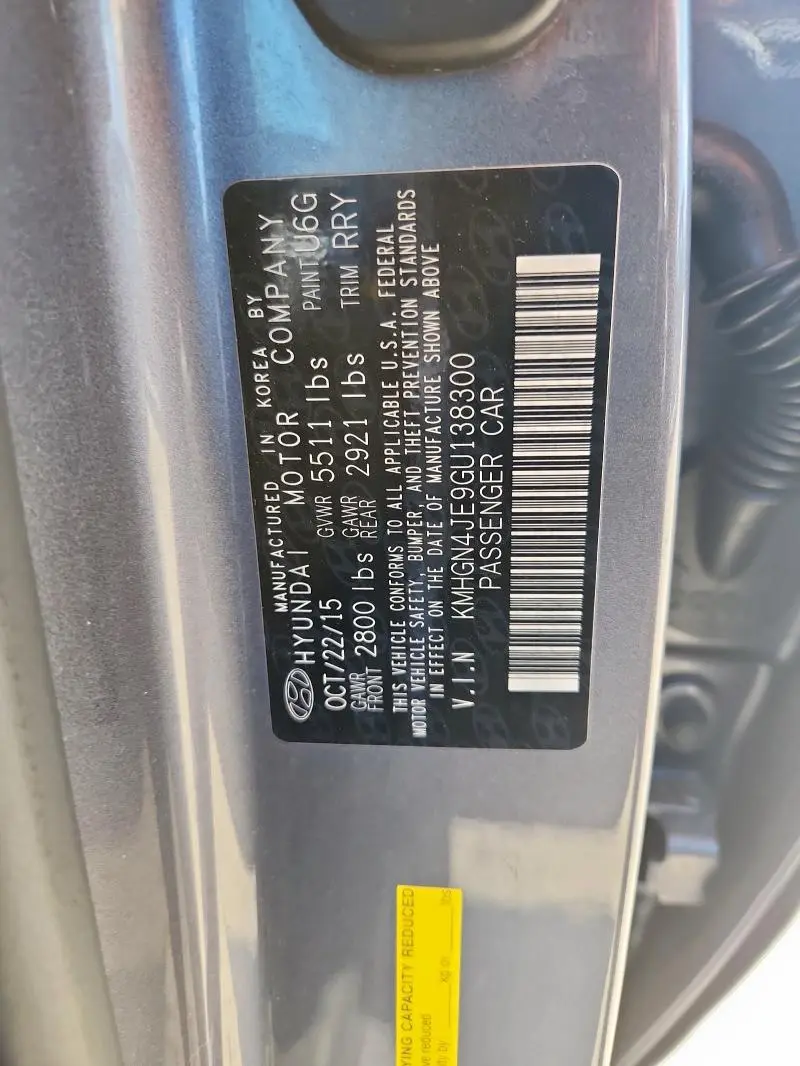 2016 HYUNDAI GENESIS 3.8L  