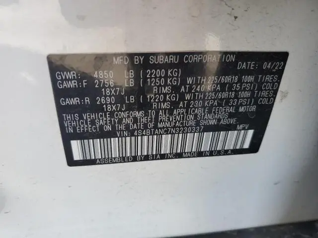 2022 SUBARU OUTBACK LIMITED  