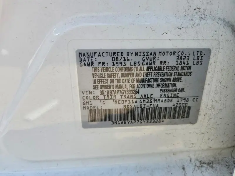 2016 NISSAN SENTRA S  