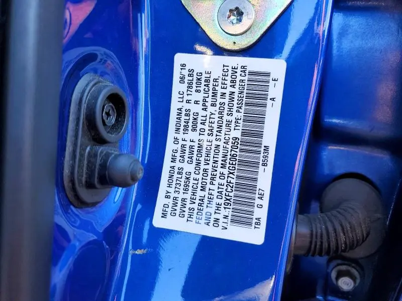 2016 HONDA CIVIC EX  