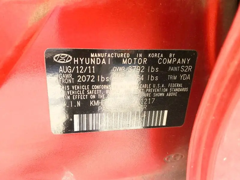 2012 HYUNDAI ELANTRA LIMITED  