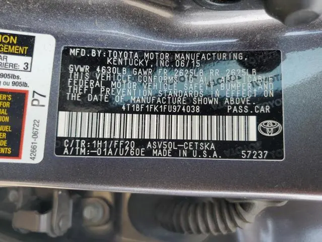 2015 TOYOTA CAMRY LE  