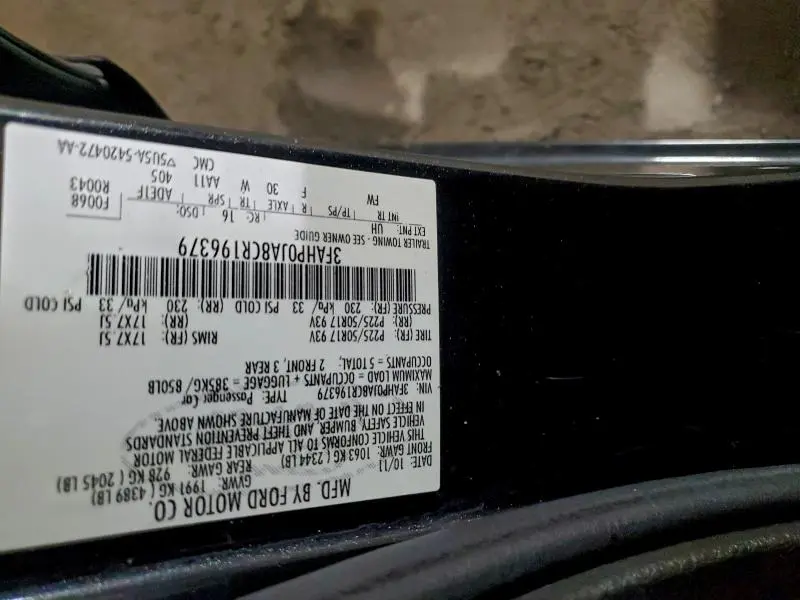 2012 FORD FUSION SEL  