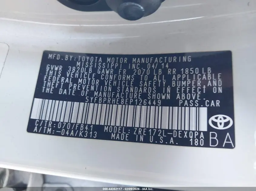 2014 TOYOTA COROLLA LE ECO