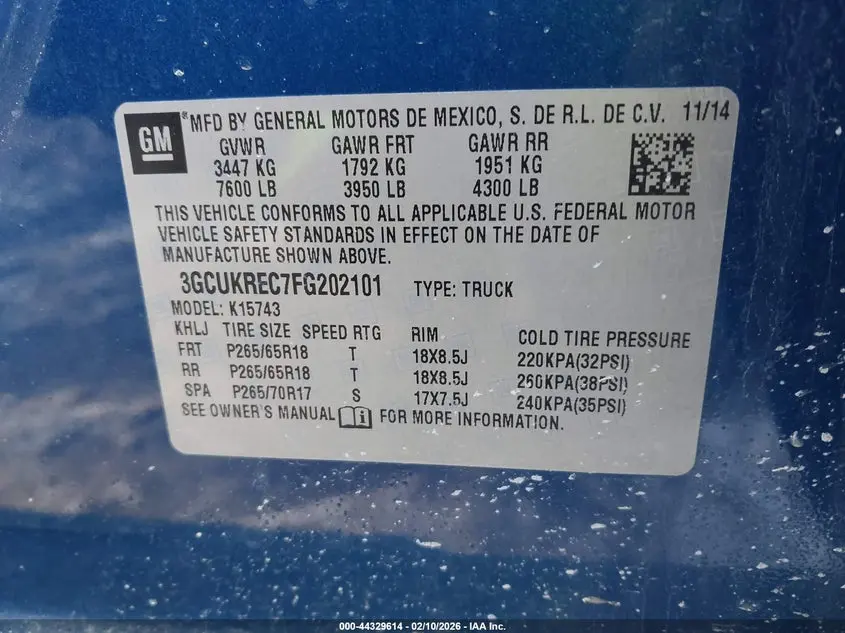 2015 CHEVROLET SILVERADO 1500 1LT