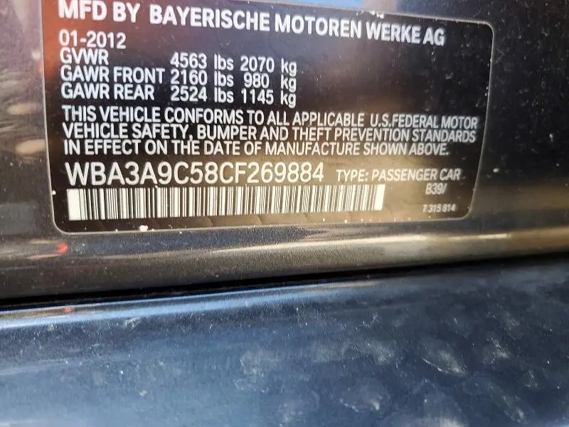 2012 BMW 335 I  
