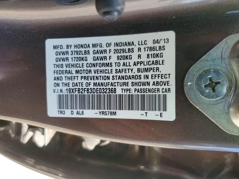 2013 HONDA CIVIC EX  
