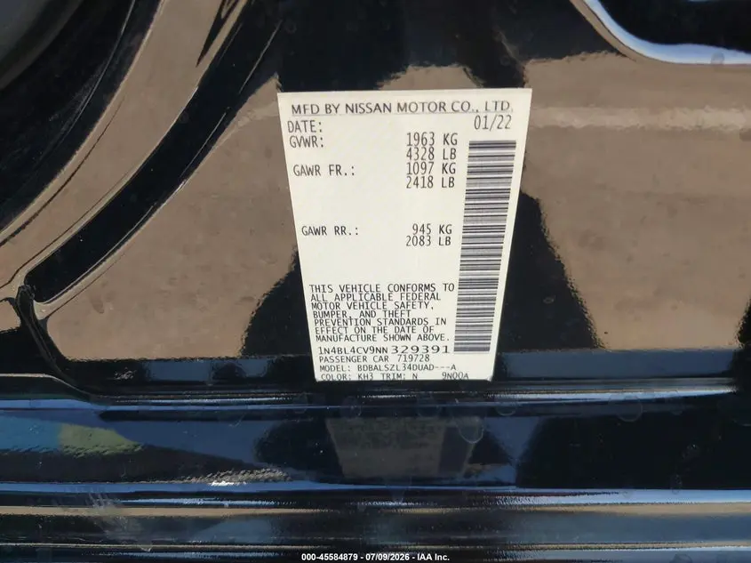 2022 NISSAN ALTIMA SR FWD