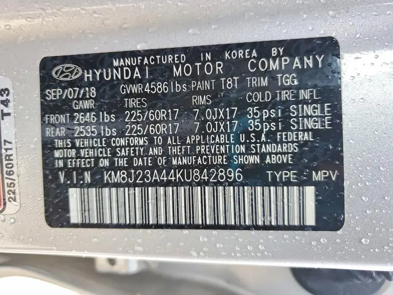 2019 HYUNDAI TUCSON SE  