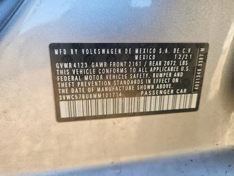2021 VOLKSWAGEN JETTA S  