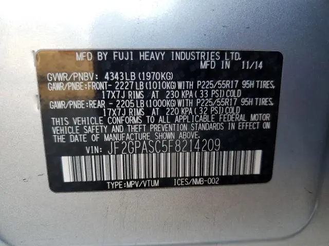 2015 SUBARU XV CROSSTREK SPORT LIMITED  