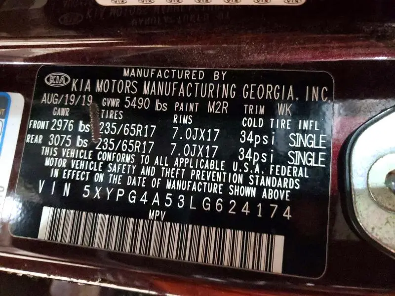 2020 KIA SORENTO LX V6  