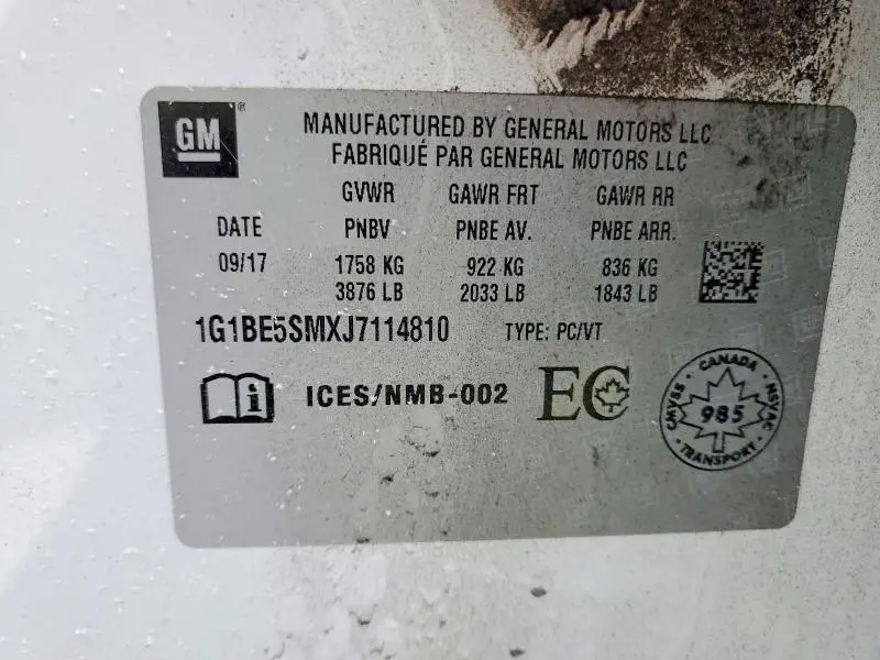 2018 CHEVROLET CRUZE LT  