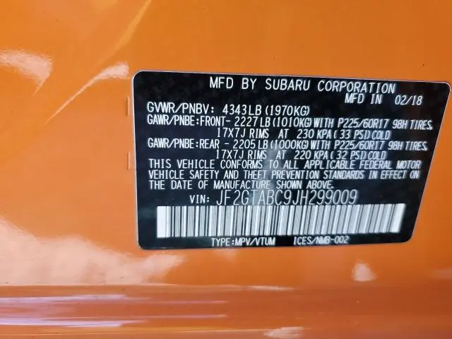 2018 SUBARU CROSSTREK PREMIUM