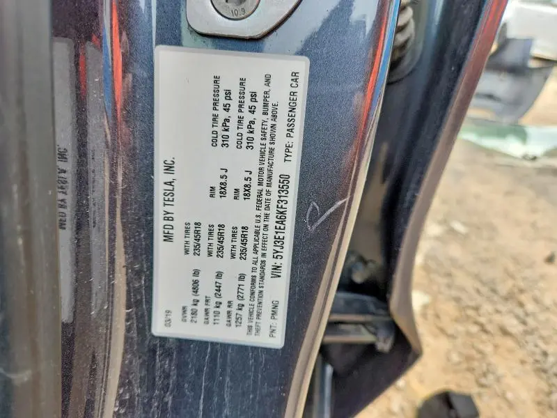 2019 TESLA MODEL 3   