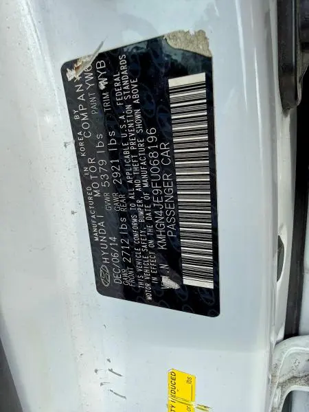 2015 HYUNDAI GENESIS 3.8L  