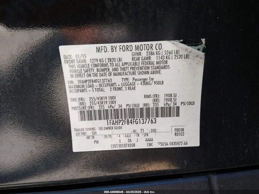 2015 FORD TAURUS LIMITED