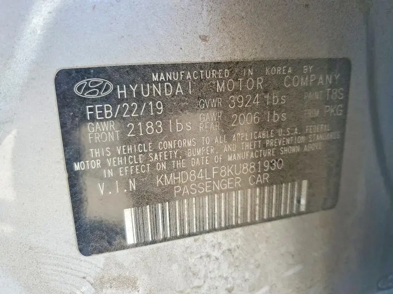 2019 HYUNDAI ELANTRA SEL  