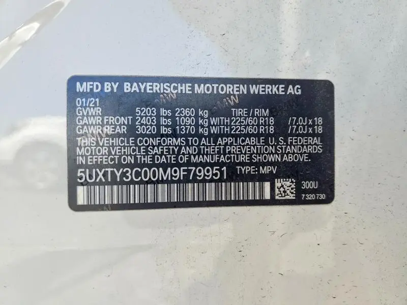 2021 BMW X3 SDRIVE30I  