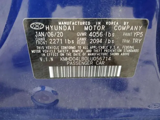 2020 HYUNDAI ELANTRA SPORT  