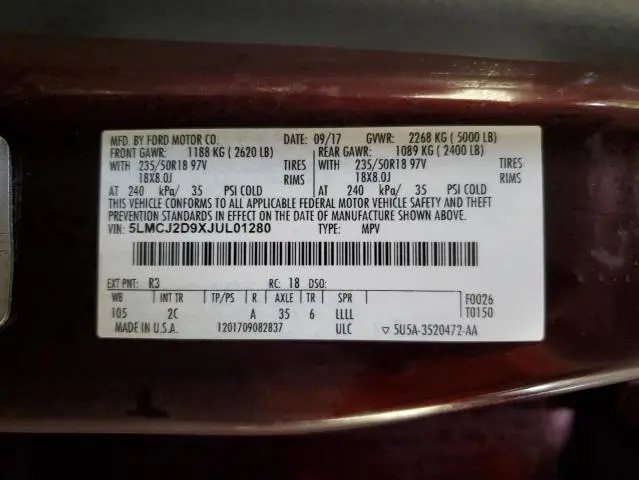 2018 LINCOLN MKC SELECT  