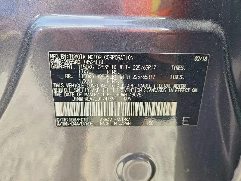 2018 TOYOTA RAV4 XLE  