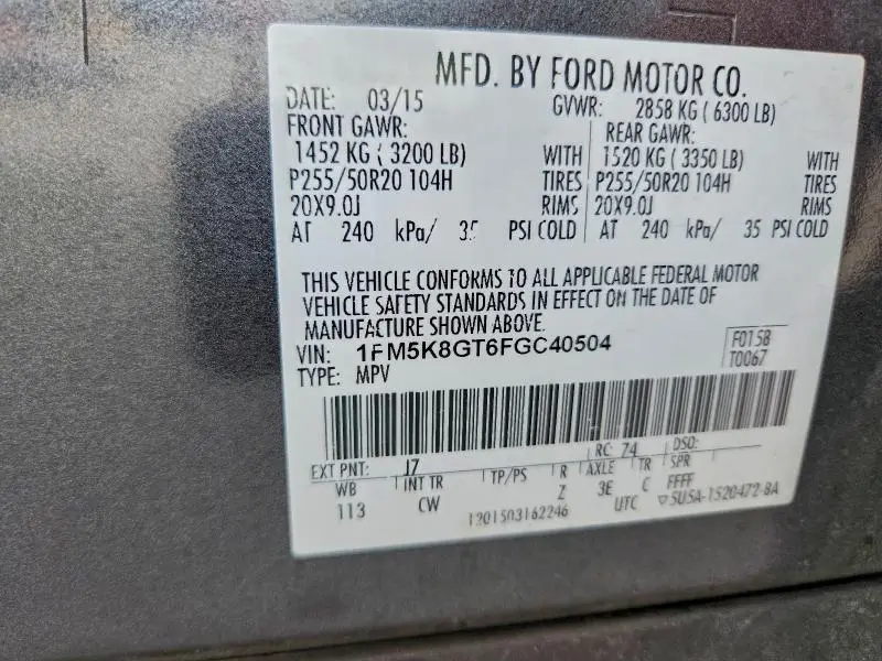 2015 FORD EXPLORER SPORT  