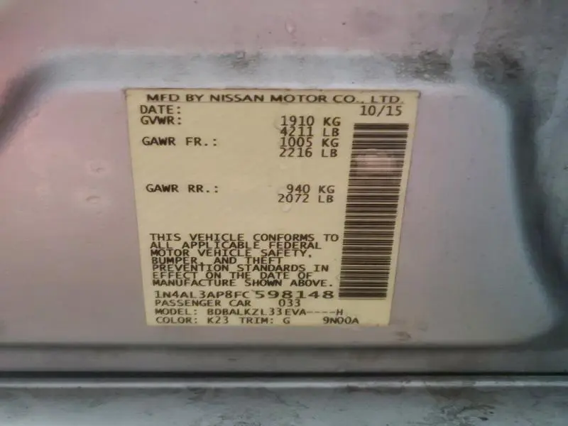 2015 NISSAN ALTIMA 2.5  