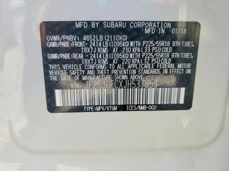 2018 SUBARU FORESTER 2.0XT PREMIUM  