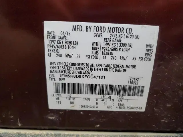 2015 FORD EXPLORER XLT  