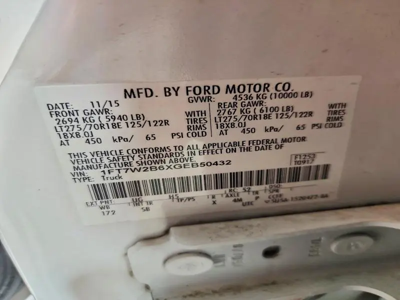 2016 FORD F250 SUPER DUTY  