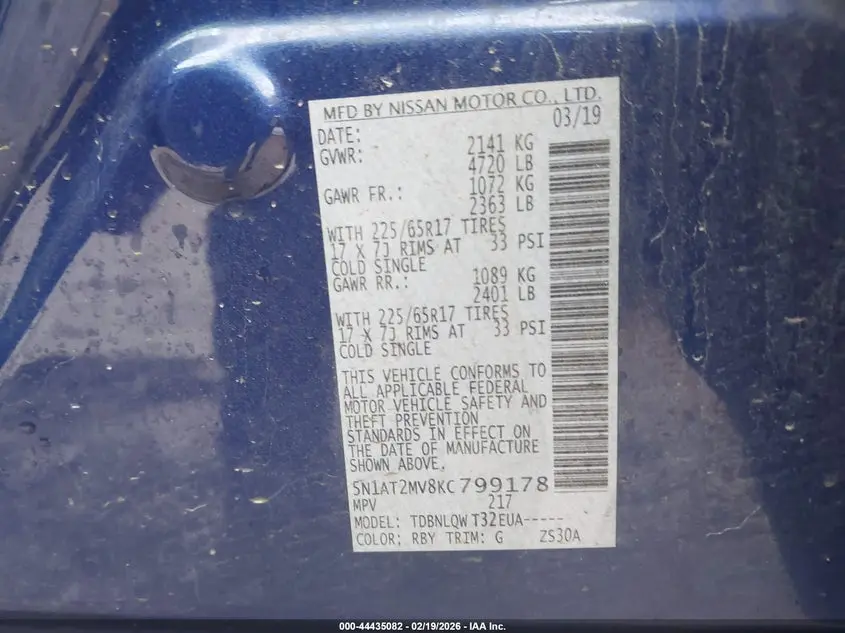 2019 NISSAN ROGUE SV
