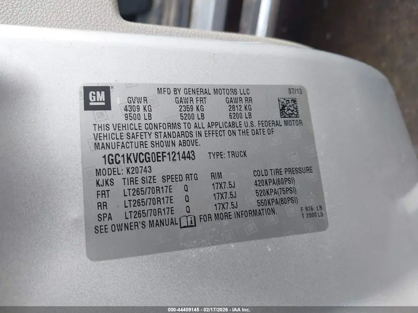 2014 CHEVROLET SILVERADO 2500HD WORK TRUCK